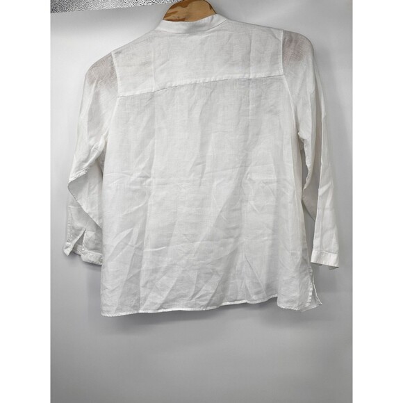 LL Bean Linen Tunic Top 3X Pleated Button Long Sleeves Resort Cruise 100% Linen - Picture 3 of 12